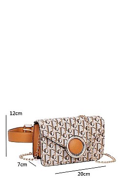 CROSSBODY WAIST BAG WITH CHAIN AND BELT STRAP
