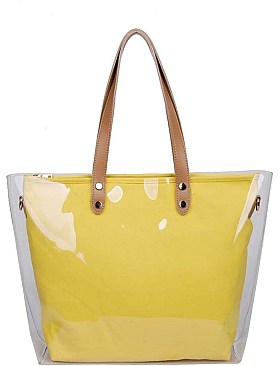TRANSPARENT OUT LAYER SHOPPER WITH LONG STRAP
