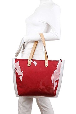 TRANSPARENT OUT LAYER SHOPPER WITH LONG STRAP