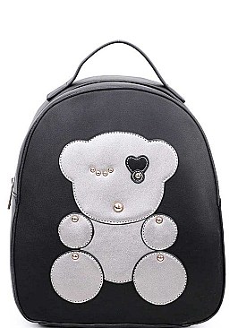 STUDDED BEAR PATCH BACKPACK CLUTCH SET