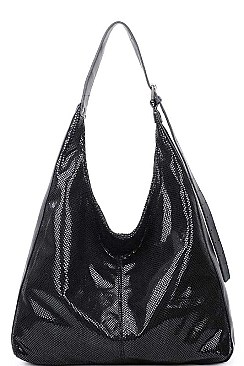 GLOSSY PYTHON PATTERN HOBO BAG