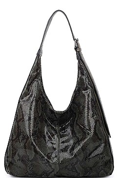 GLOSSY PYTHON PATTERN HOBO BAG