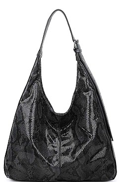 GLOSSY PYTHON PATTERN HOBO BAG