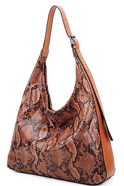GLOSSY PYTHON PATTERN HOBO BAG