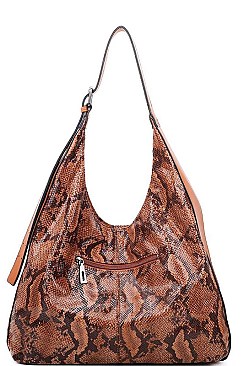 GLOSSY PYTHON PATTERN HOBO BAG