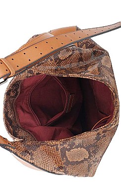 GLOSSY PYTHON PATTERN HOBO BAG