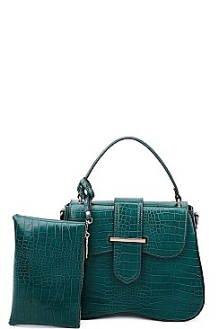 2 IN 1 CROC PATTERN CROSSBODY BAG WITH COIN PURSE