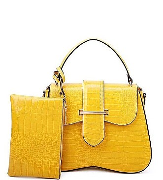 2 IN 1 CROC PATTERN CROSSBODY BAG WITH COIN PURSE