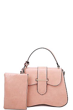 2 IN 1 CROC PATTERN CROSSBODY BAG WITH COIN PURSE