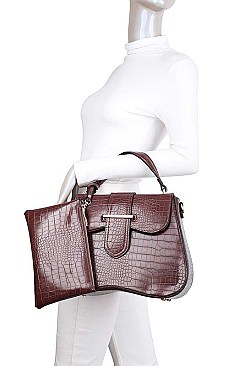 2 IN 1 CROC PATTERN CROSSBODY BAG WITH COIN PURSE