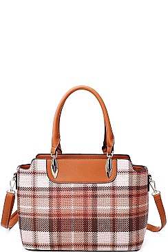 2 IN 1 CHECK SATCHEL SET WITH LONG STRAP