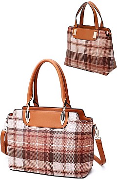 2 IN 1 CHECK SATCHEL SET WITH LONG STRAP