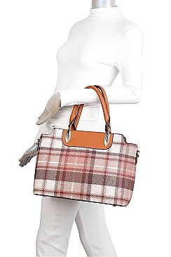 2 IN 1 CHECK SATCHEL SET WITH LONG STRAP