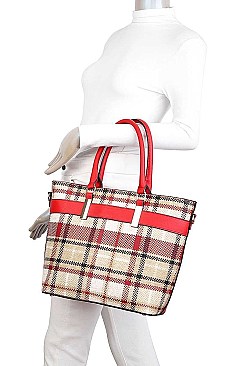 2 IN 1 CHECK TOTE AND MINI BACKPACK SET