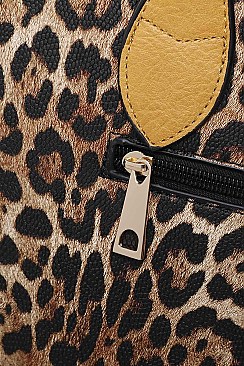 3 IN 1 TEXTURED LEOPARD PRINT TOTE BAG SET