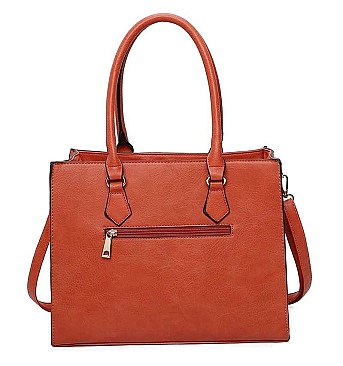 3 IN 1 SMOOTH LEATHER ZIPPER TOTE BAG BACKPACK AND CLUTCH SET