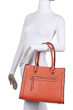 3 IN 1 SMOOTH LEATHER ZIPPER TOTE BAG BACKPACK AND CLUTCH SET