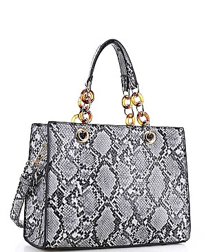 PYTHON PATTERN TOTE BAG WITH LONG STRAP