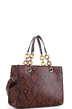 PYTHON PATTERN TOTE BAG WITH LONG STRAP