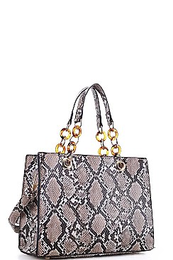 PYTHON PATTERN TOTE BAG WITH LONG STRAP