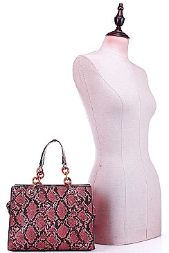 PYTHON PATTERN TOTE BAG WITH LONG STRAP