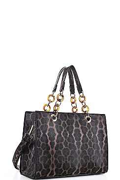 LEOPARD PATTERN TOTE WITH LONG STRAP