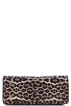 LEOPARD PATTERN TOTE WITH LONG STRAP