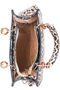 LEOPARD PATTERN TOTE WITH LONG STRAP