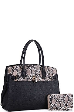 2 IN 1 PYTHON SATCHEL WALLET SET