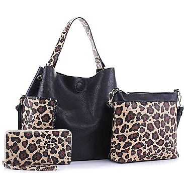 3 IN 1 LEOPARD DESIGN HOBO BAG SET