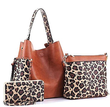 3 IN 1 LEOPARD DESIGN HOBO BAG SET