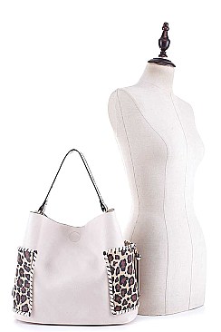 3 IN 1 LEOPARD DESIGN HOBO BAG SET
