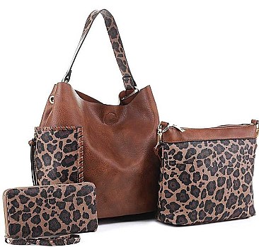 3 IN 1 LEOPARD DESIGN HOBO BAG SET