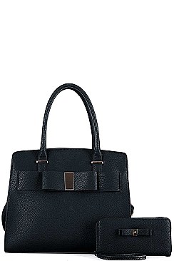 2 IN 1 RIBBON ACCENT SATCHEL WITH WALLET