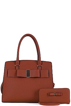 2 IN 1 RIBBON ACCENT SATCHEL WITH WALLET