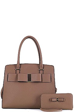 2 IN 1 RIBBON ACCENT SATCHEL WITH WALLET