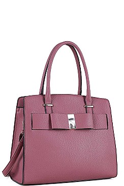 2 IN 1 RIBBON ACCENT SATCHEL WITH WALLET