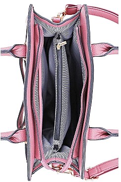 2 IN 1 RIBBON ACCENT SATCHEL WITH WALLET