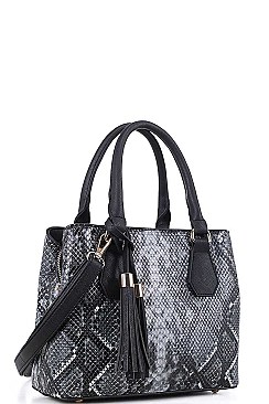 CUTE PYTHON SNAKE TEXTURE SATCHEL WITH LONG STRAP