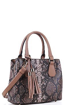 CUTE PYTHON SNAKE TEXTURE SATCHEL WITH LONG STRAP
