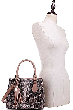 CUTE PYTHON SNAKE TEXTURE SATCHEL WITH LONG STRAP
