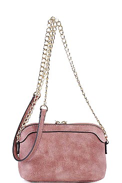 DOUBLE TASSEL LONG CHAIN CROSS BODY BAG