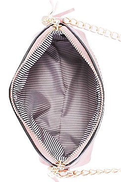 DOUBLE TASSEL LONG CHAIN CROSS BODY BAG