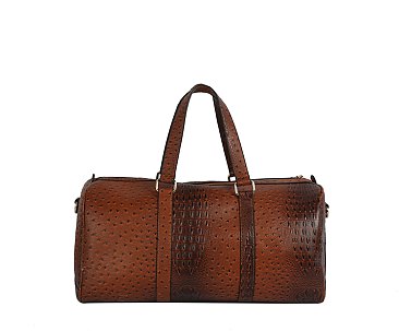 Ostrich Croc 2-in-1 Duffle & Makeup Pouch Set