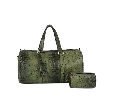 Ostrich Croc 2-in-1 Duffle & Makeup Pouch Set