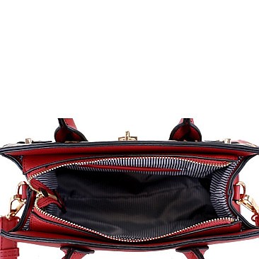 2-Way Leopard Print Padlock Medium Satchel