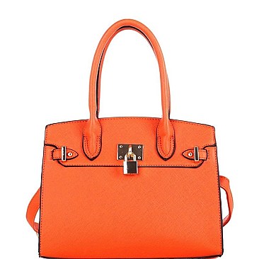 Padlock Accent 2-Way Structured Medium Satchel