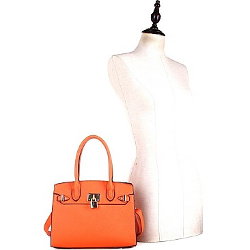 Padlock Accent 2-Way Structured Medium Satchel