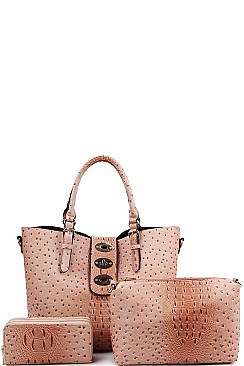 3 IN 1 CROC SATCHEL WITH WALLET