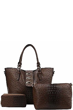 3 IN 1 CROC SATCHEL WITH WALLET